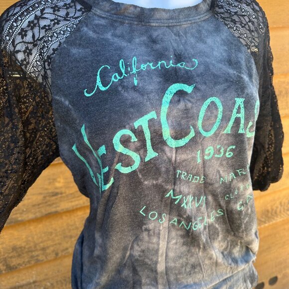 Scrapbook California West Coast Tie Dye 3/4 Lace Sleeved Shirt Size M - Picture 8 of 8